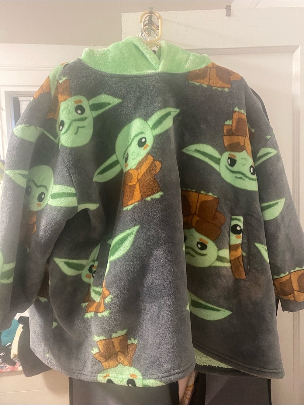 Star Wars The Child (Grogu) Gray Green Hooded Plush Sweater